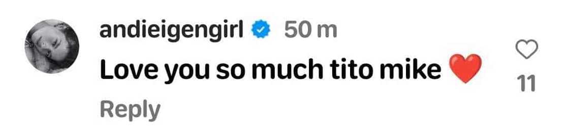 Andi Eigenmann, nag-react sa mensahe ni Michael de Mesa kay Jaclyn Jose: “Love you so much” Andi Eigenmann, nag-react sa mensahe ni Michael de Mesa kay Jaclyn Jose: “Love you so much”