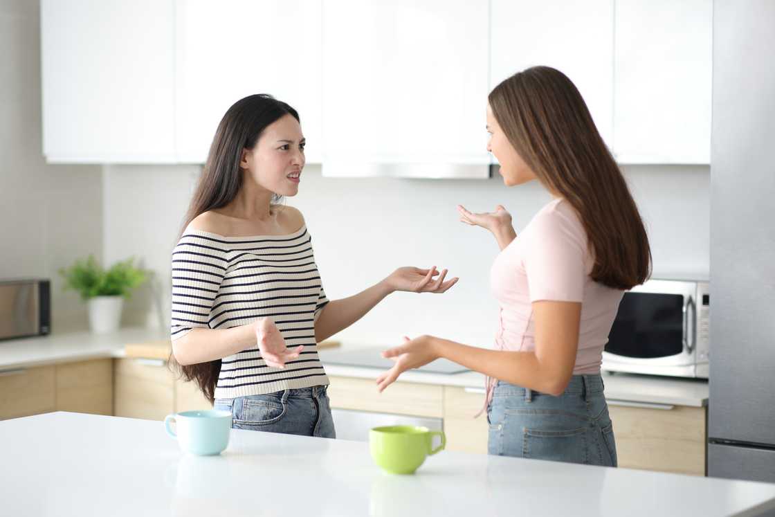 Two ladies are talking Two ladies are talking