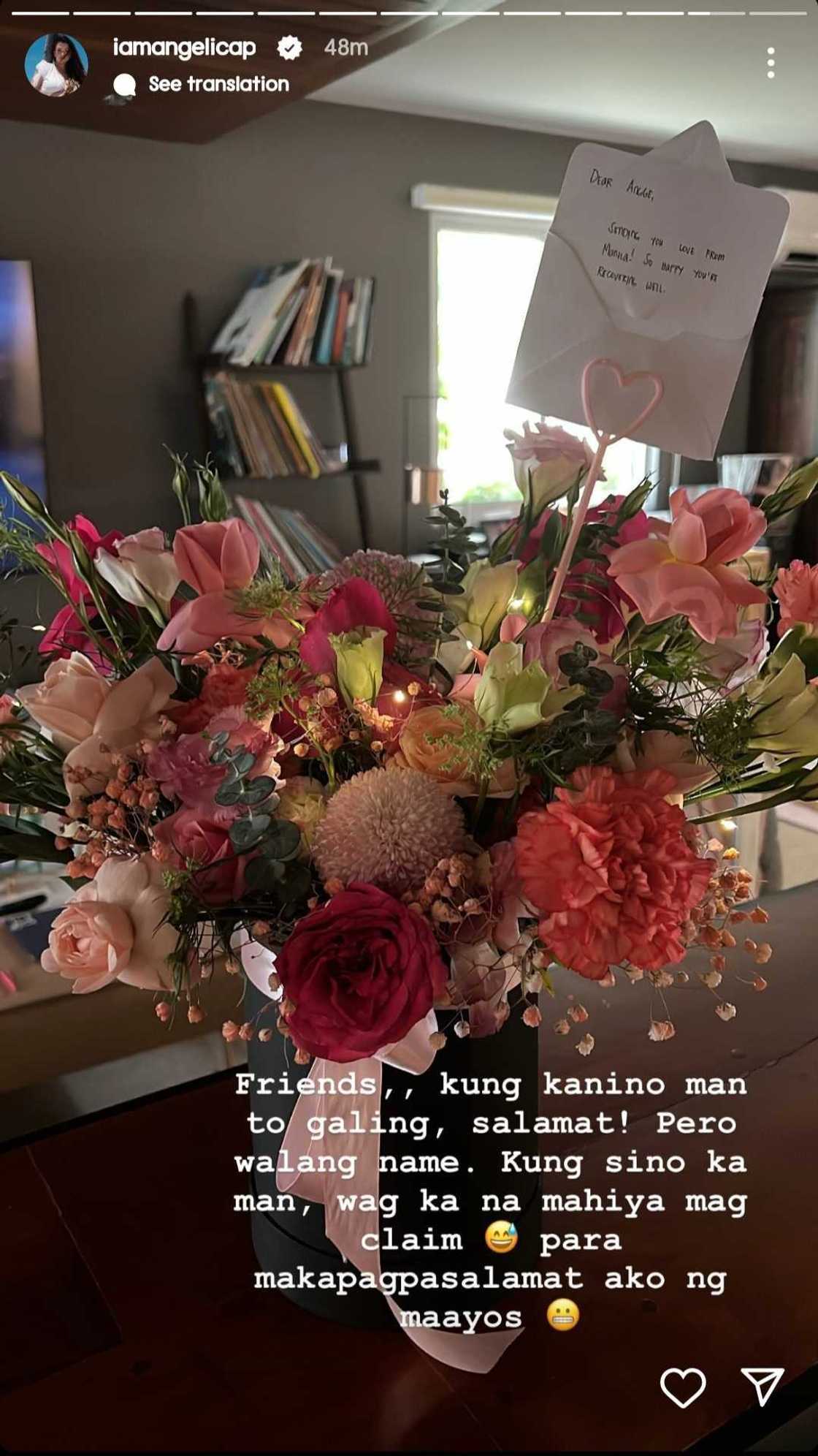Angelica Panganiban receives bouquet of flowers; asks friends who sent it Angelica Panganiban receives bouquet of flowers; asks friends who sent it