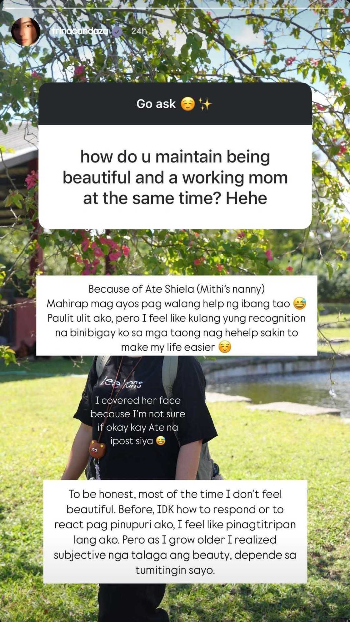 Trina Candaza, binigyang-pugay ang nanny ni Mithi nang matanong ukol sa pagiging working mom niya Trina Candaza, binigyang-pugay ang nanny ni Mithi nang matanong ukol sa pagiging working mom niya