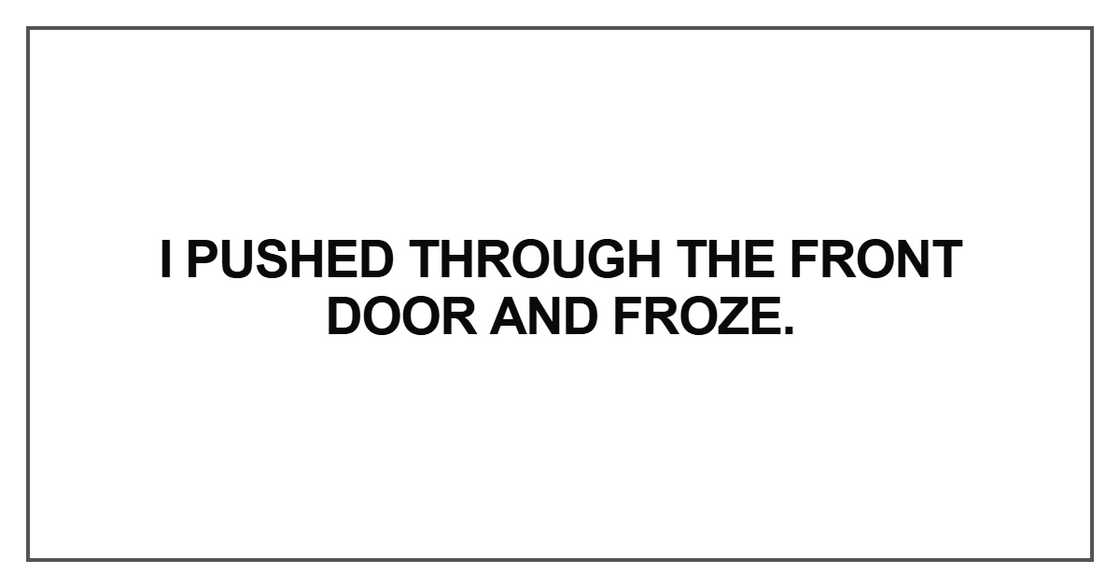 I pushed through the front door and froze