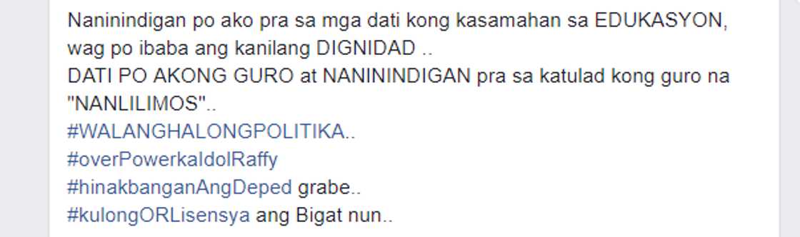 Dating guro, naglabas ng saloobin kaugnay sa isyu ng kapwa guro