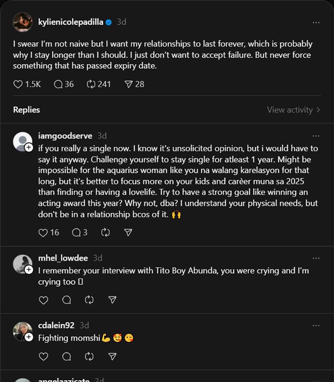 Kylie Padilla, may nakakaintrigang reply sa netizen na nagsasabing "single" siya Kylie Padilla, may nakakaintrigang reply sa netizen na nagsasabing "single" siya