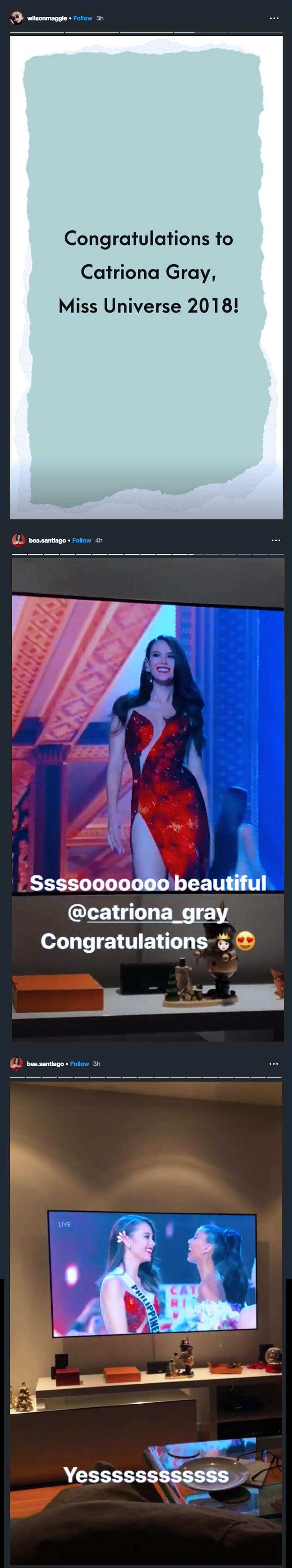 Boom basag! Pagbati nina Bea Rose Santiago at Maggie Wilson kay Catriona Gray, inalmahan ng netizens Boom basag! Pagbati nina Bea Rose Santiago at Maggie Wilson kay Catriona Gray, inalmahan ng netizens
