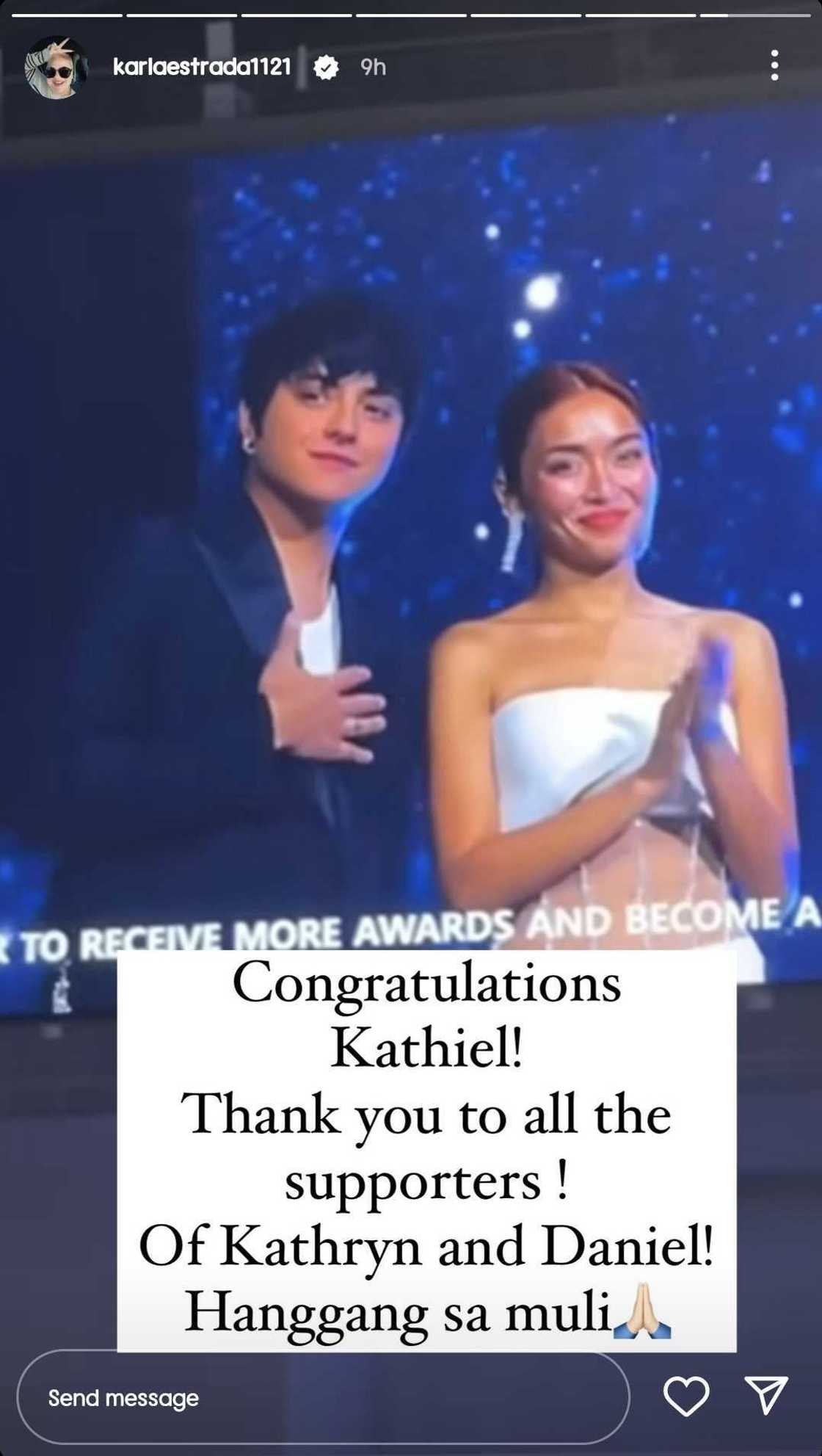 Karla Estrada, nagpahayag ng suporta sa pagkapanalo ng KathNiel sa AAA 2023 Karla Estrada, nagpahayag ng suporta sa pagkapanalo ng KathNiel sa AAA 2023