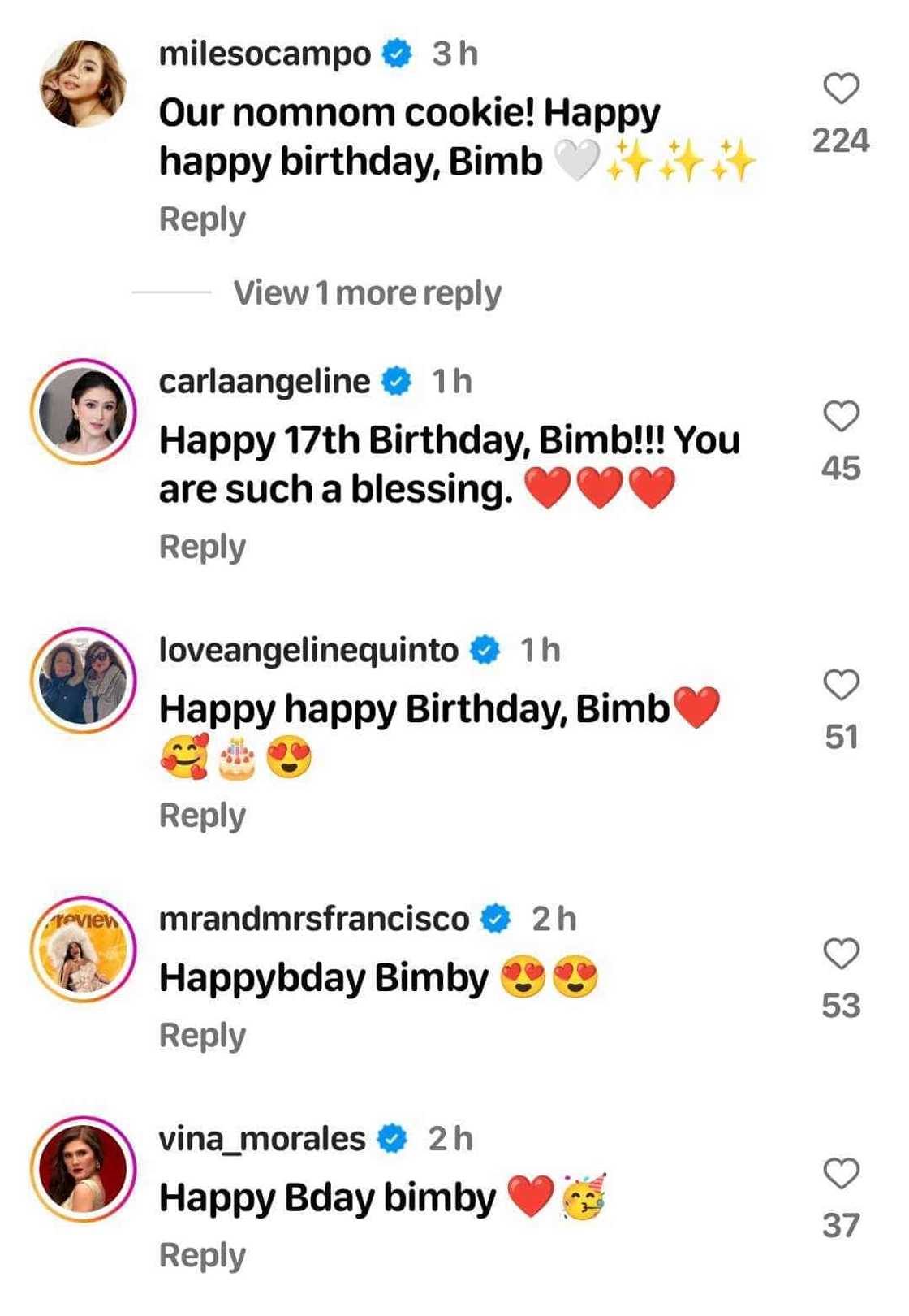 Miles Ocampo, Carla Abellana, other celebs greet Kris Aquino’s son Bimby on his birthday Miles Ocampo, Carla Abellana, other celebs greet Kris Aquino’s son Bimby on his birthday
