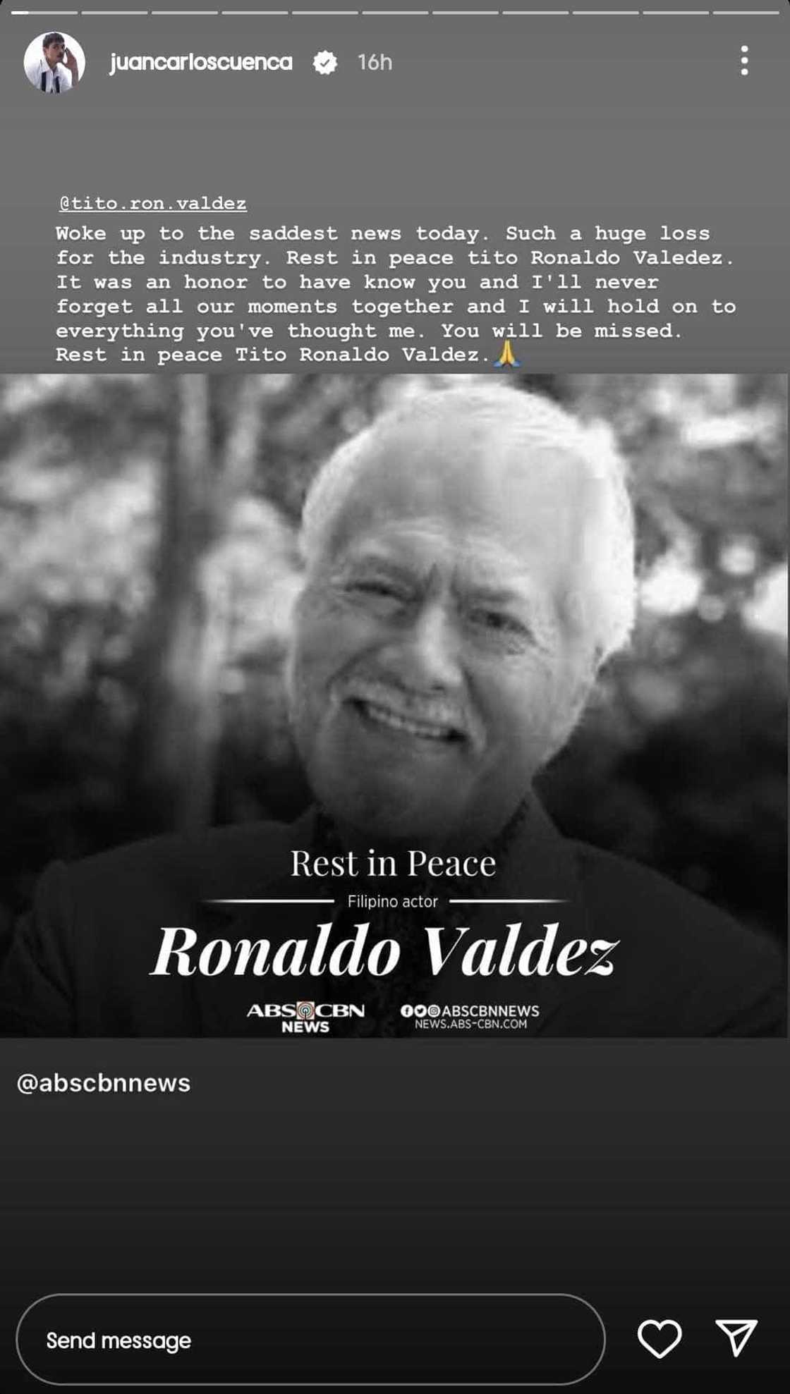 Jake Cuenca, ipinakita ang huling pag-uusap nila ni Ronaldo Valdez Jake Cuenca, ipinakita ang huling pag-uusap nila ni Ronaldo Valdez