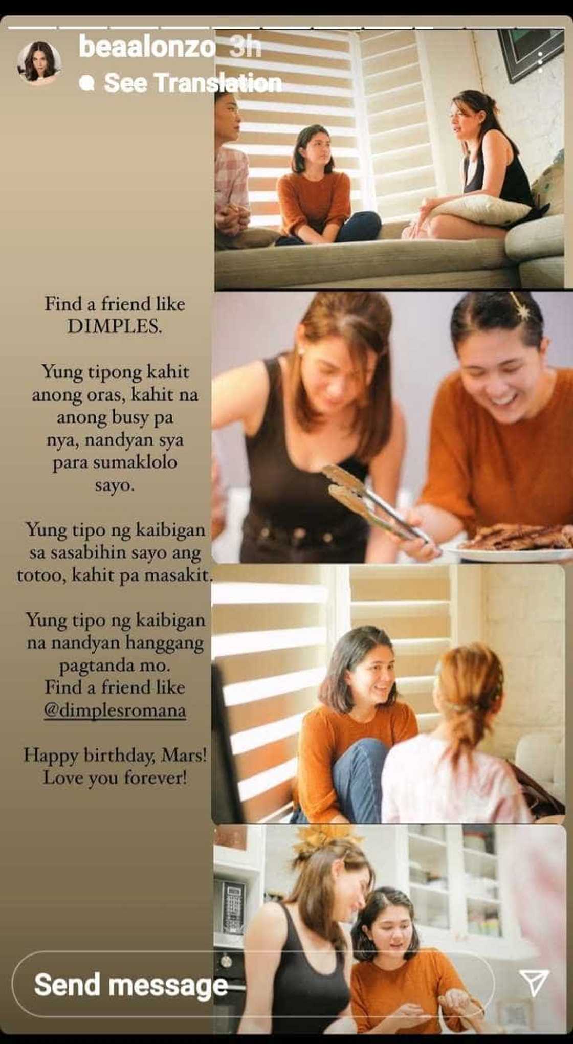 Bea Alonzo pens heartfelt post about Dimples Romana on the latter’s birthday Bea Alonzo pens heartfelt post about Dimples Romana on the latter’s birthday