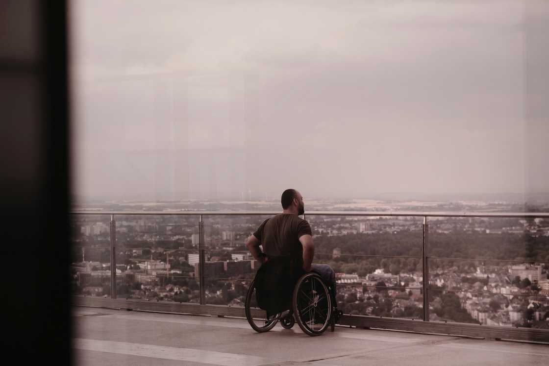 Man on a wheelchair