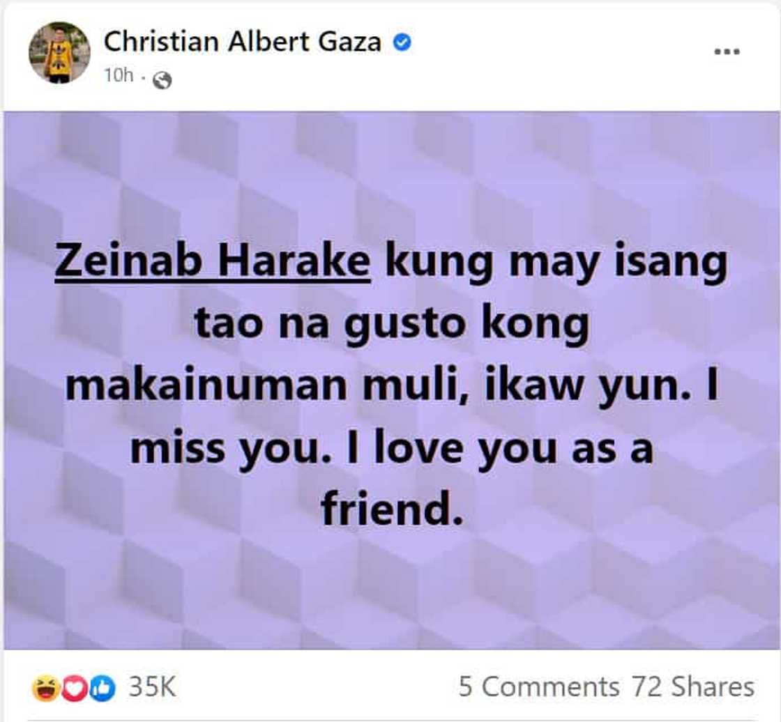 Screengrab from the FB post of Xian Gaza (@christianalbertgaza)