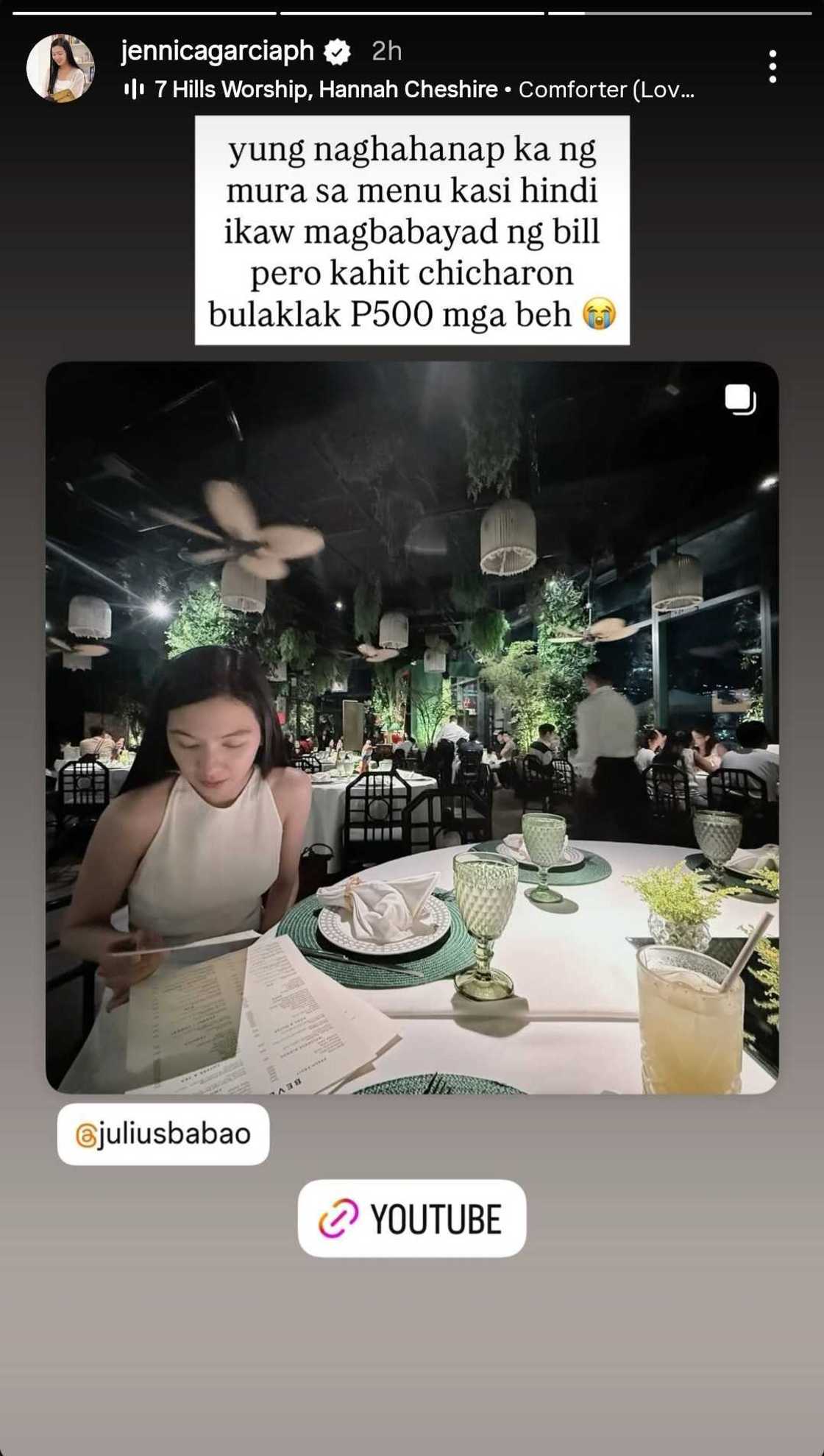 Jennica Garcia, inaliw ang netizens sa kanyang post tungkol sa menu: "P500 mga beh" Jennica Garcia, inaliw ang netizens sa kanyang post tungkol sa menu: "P500 mga beh"
