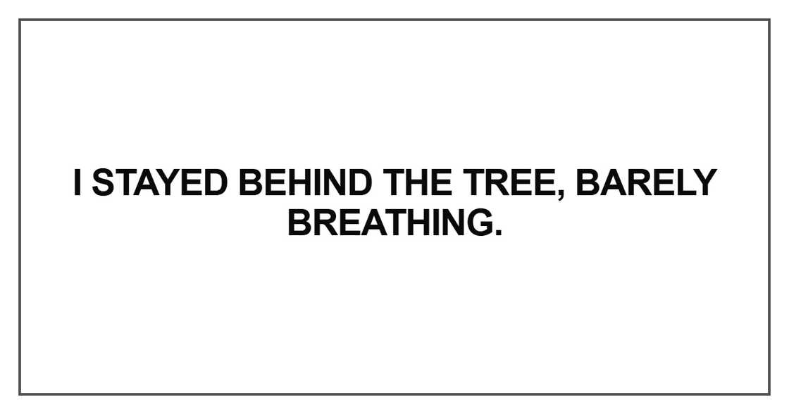 I stayed behind the tree, barely breathing