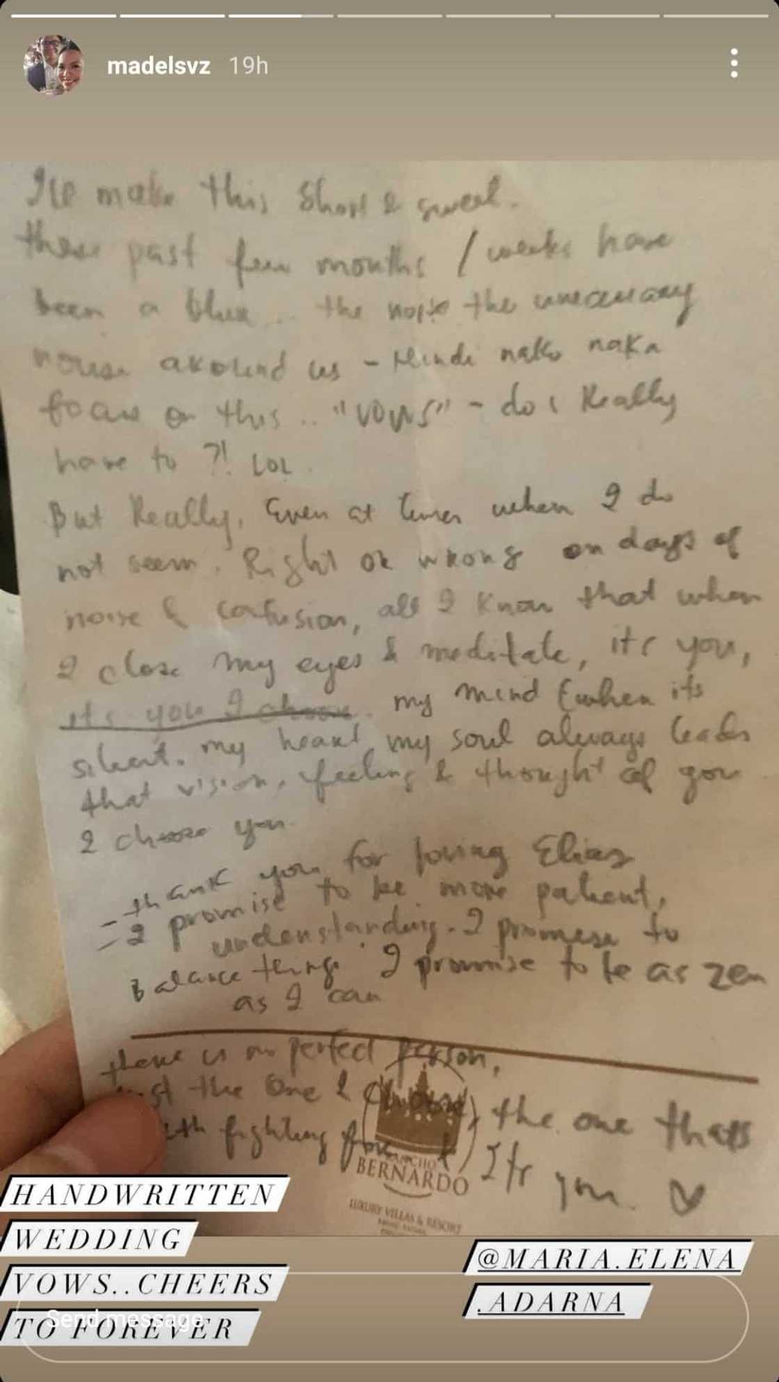 Ellen Adarna's handwritten wedding vows to Derek Ramsay touches netizens' hearts Ellen Adarna's handwritten wedding vows to Derek Ramsay touches netizens' hearts