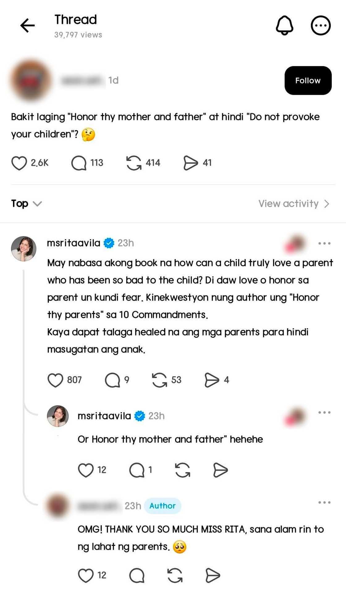 Rita Avila, nagbigay-opinyon sa usaping 'honor thy mother and father' sa social media Rita Avila, nagbigay-opinyon sa usaping 'honor thy mother and father' sa social media