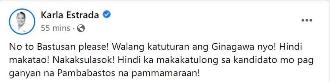 Karla Estrada, umalma sa bastos na post laban kay VP Leni Karla Estrada, umalma sa bastos na post laban kay VP Leni