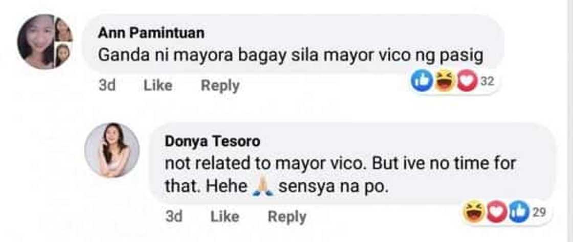 Mayor Donya Tesoro, nag-react na sa pag-reto sa kanya ng netizens kay Vico Sotto Mayor Donya Tesoro, nag-react na sa pag-reto sa kanya ng netizens kay Vico Sotto