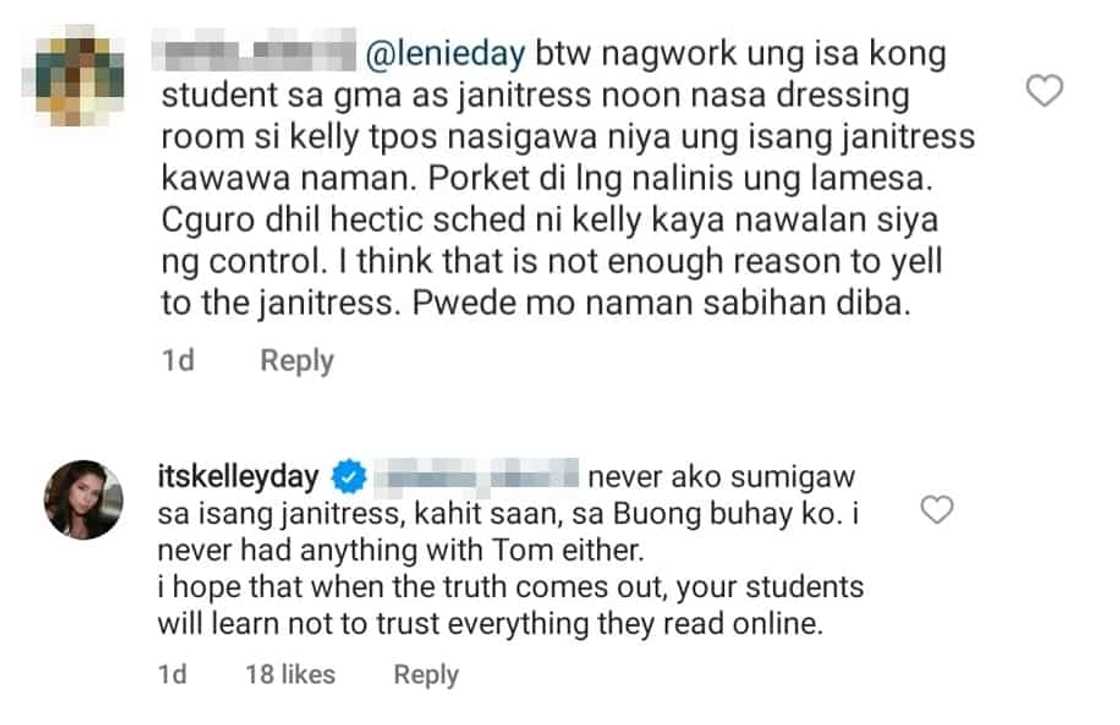 Kelley Day, itinanggi ang paratang ng netizen na nanigaw siya ng janitress