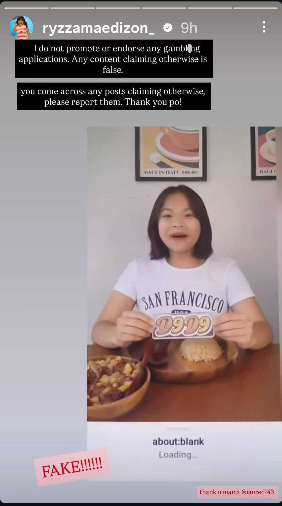 Ryzza Mae Dizon, pinabulaanan ang online sugal ad na gumagamit ng kanyang imahe Ryzza Mae Dizon, pinabulaanan ang online sugal ad na gumagamit ng kanyang imahe