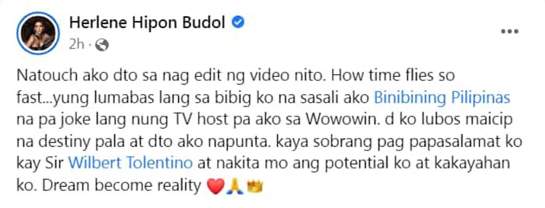 Herlene Budol, na-touch sa video ng journey niya mula sa ‘Wowowin’ hanggang Bb. Pilipinas