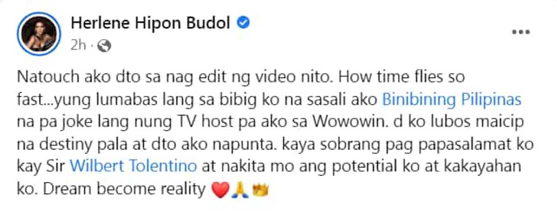 Herlene Budol, na-touch sa video ng journey niya mula sa ‘Wowowin’ hanggang Bb. Pilipinas Herlene Budol, na-touch sa video ng journey niya mula sa ‘Wowowin’ hanggang Bb. Pilipinas