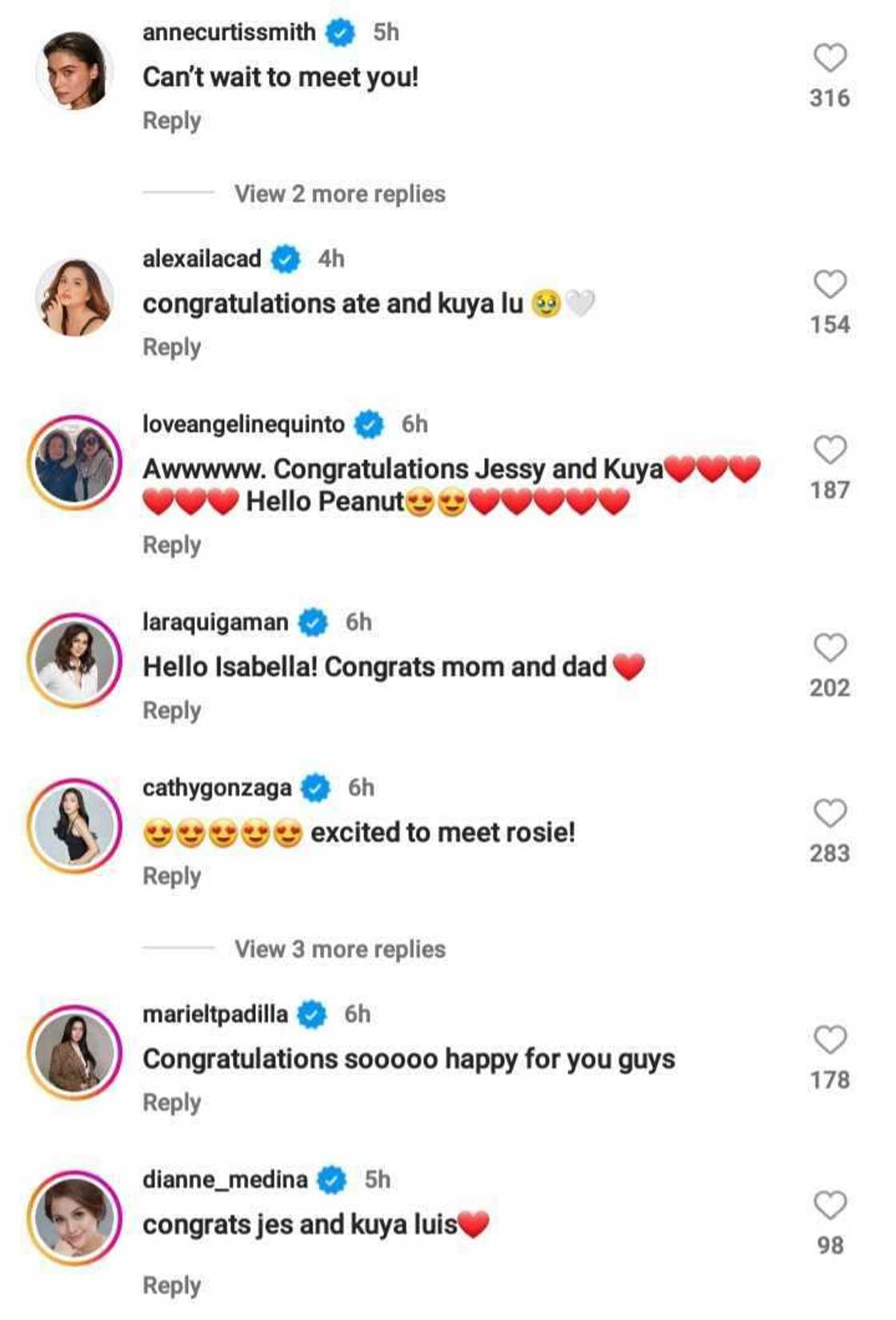 Celebrities congratulate Jessy Mendiola and Luis Manzano who welcome their first baby