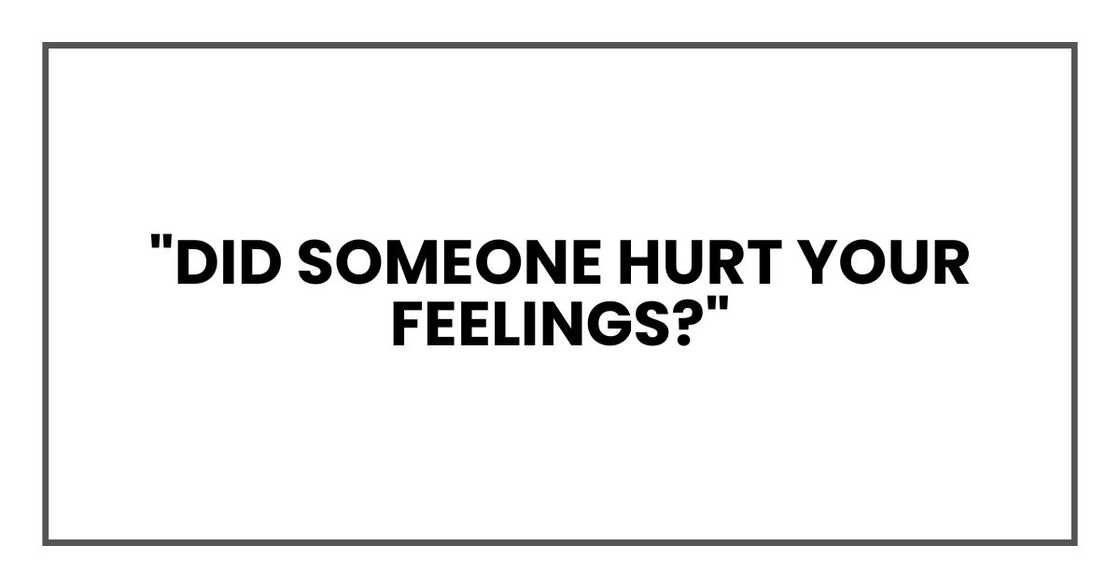 "Did someone hurt your feelings?" "Did someone hurt your feelings?"