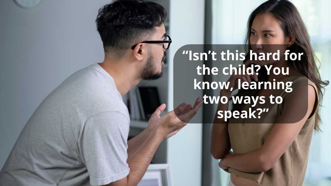 A man and woman talking