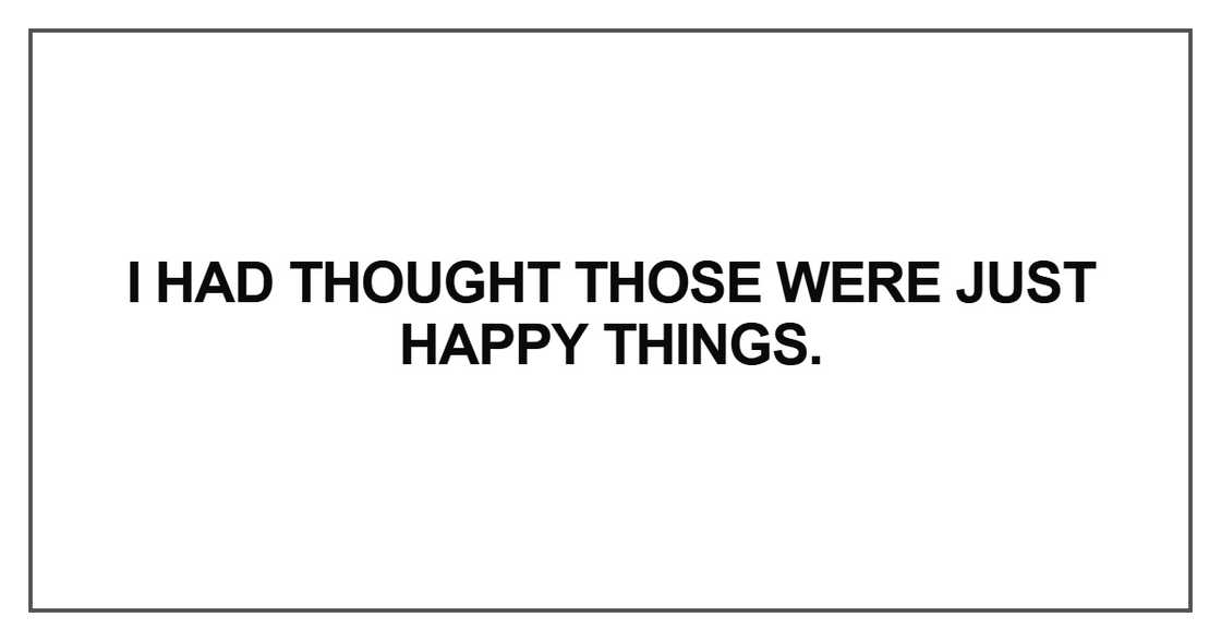 I had thought those were just happy things I had thought those were just happy things