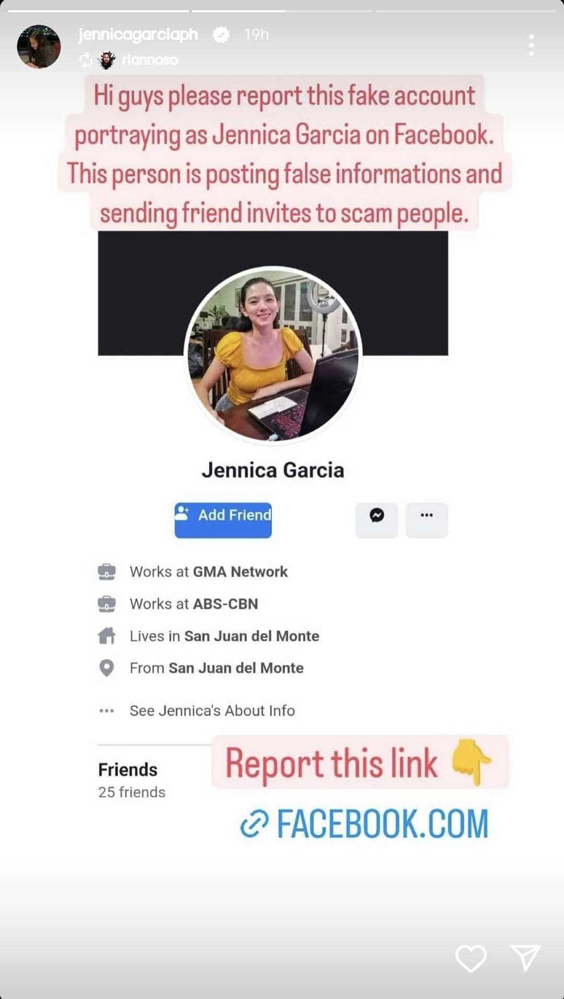 Jennica Garcia warns netizens against fake Facebook account Jennica Garcia warns netizens against fake Facebook account
