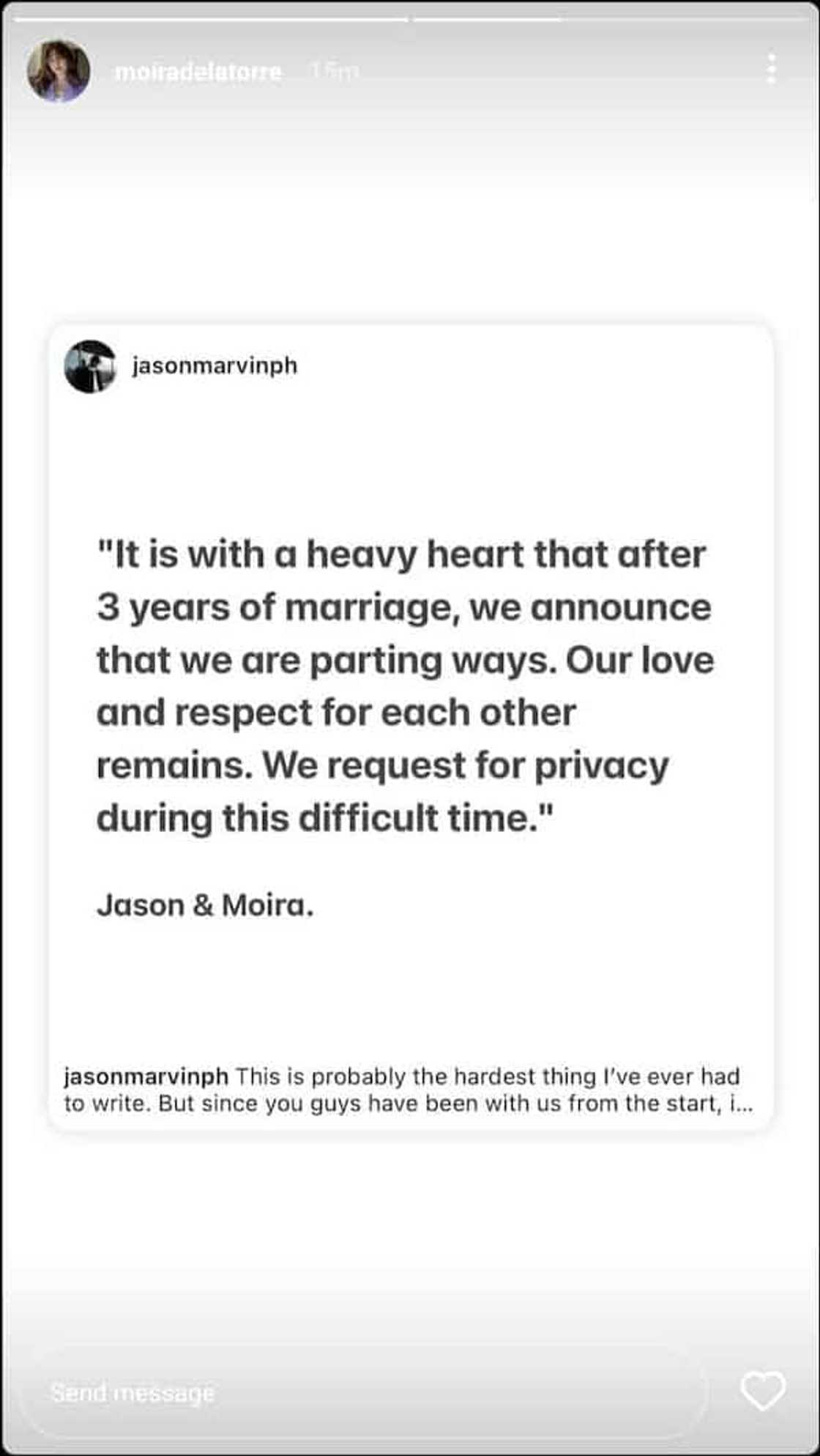 Cristy Fermin, nasa “stage 1” pa lang daw ang kwento ukol sa Moira dela Torre-Jason Hernandez breakup