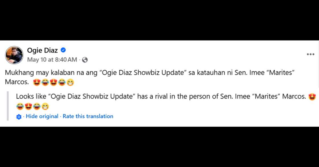 Ogie Diaz, binigyan ng malupit na label si Senator Imee Marcos