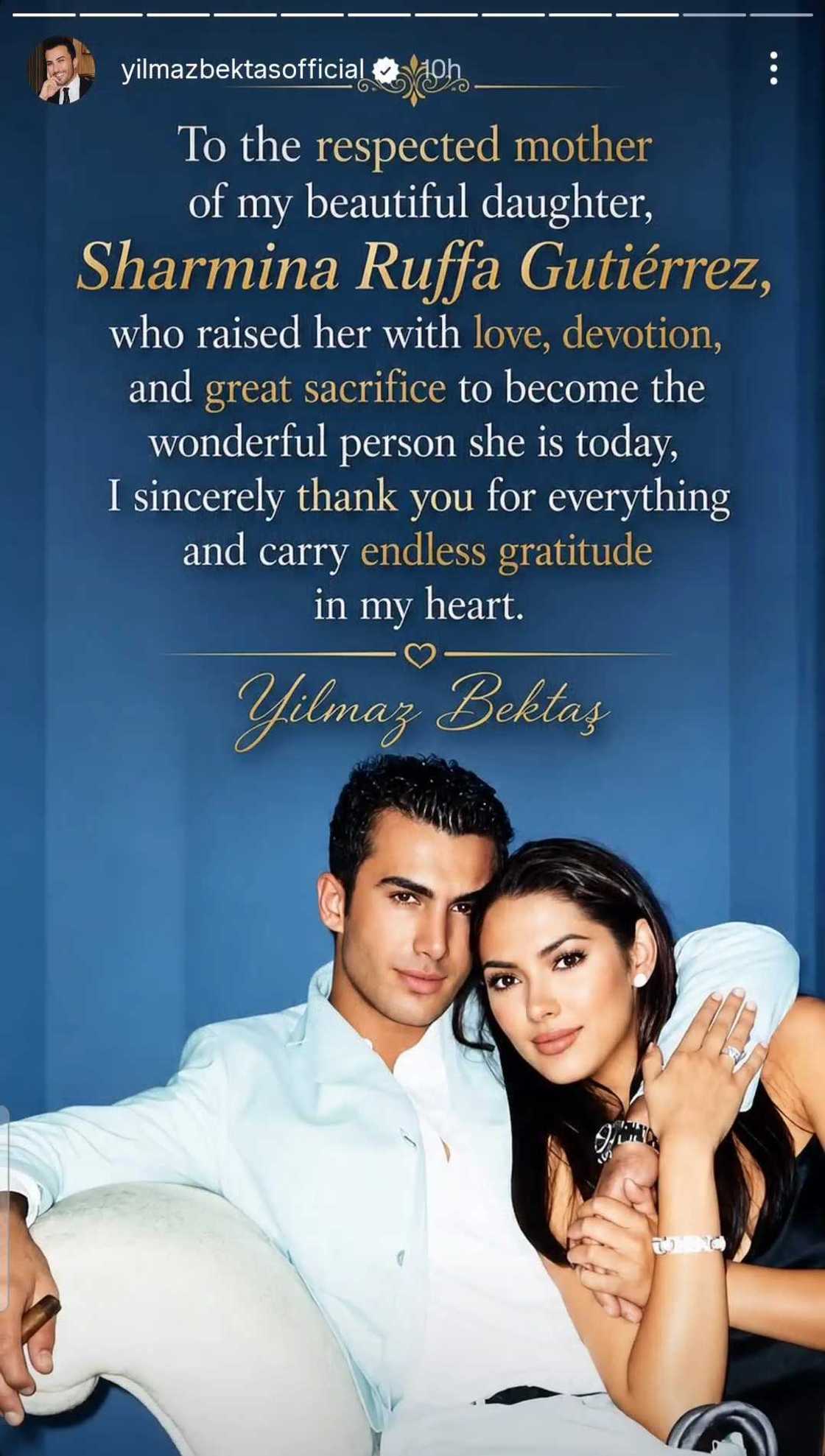 Yilmaz Bektas, labis ang pasasalamat kay Ruffa Gutierrez sa isang online post Yilmaz Bektas, labis ang pasasalamat kay Ruffa Gutierrez sa isang online post