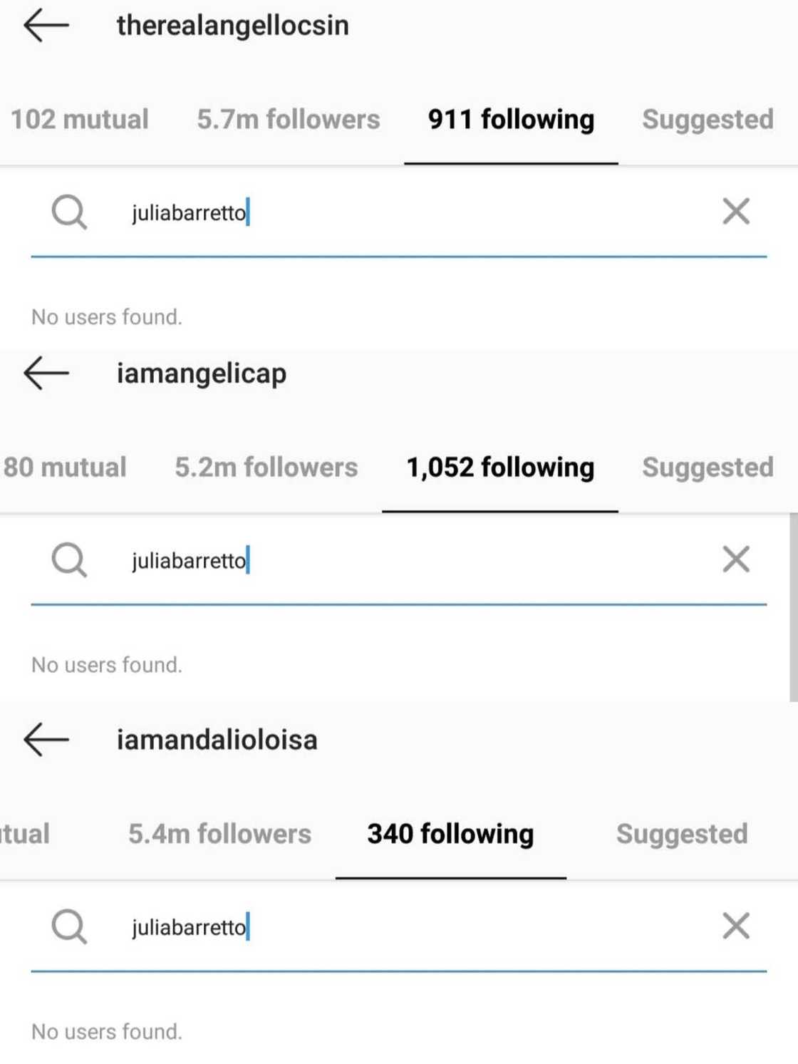 Angel Locsin, Angelica Panganiban & Loisa Andalio allegedly unfollow Julia Barretto on IG Angel Locsin, Angelica Panganiban & Loisa Andalio allegedly unfollow Julia Barretto on IG
