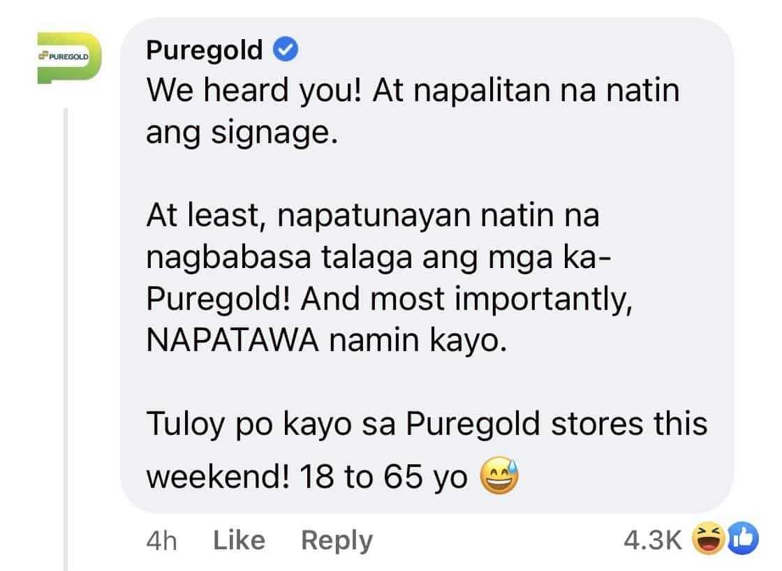 Puregold Itinama Na Ang Viral Poster Na Bawal Ang Mga 16 65 Anyos Sa Store Kamicomph 