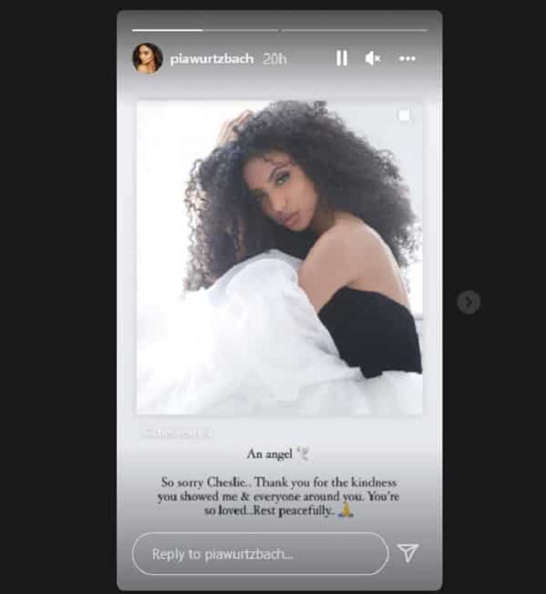 Pia Wurtzbach reacts to Miss USA 2019 Cheslie Kryst’s death: “So sorry Cheslie” Pia Wurtzbach reacts to Miss USA 2019 Cheslie Kryst’s death: “So sorry Cheslie”