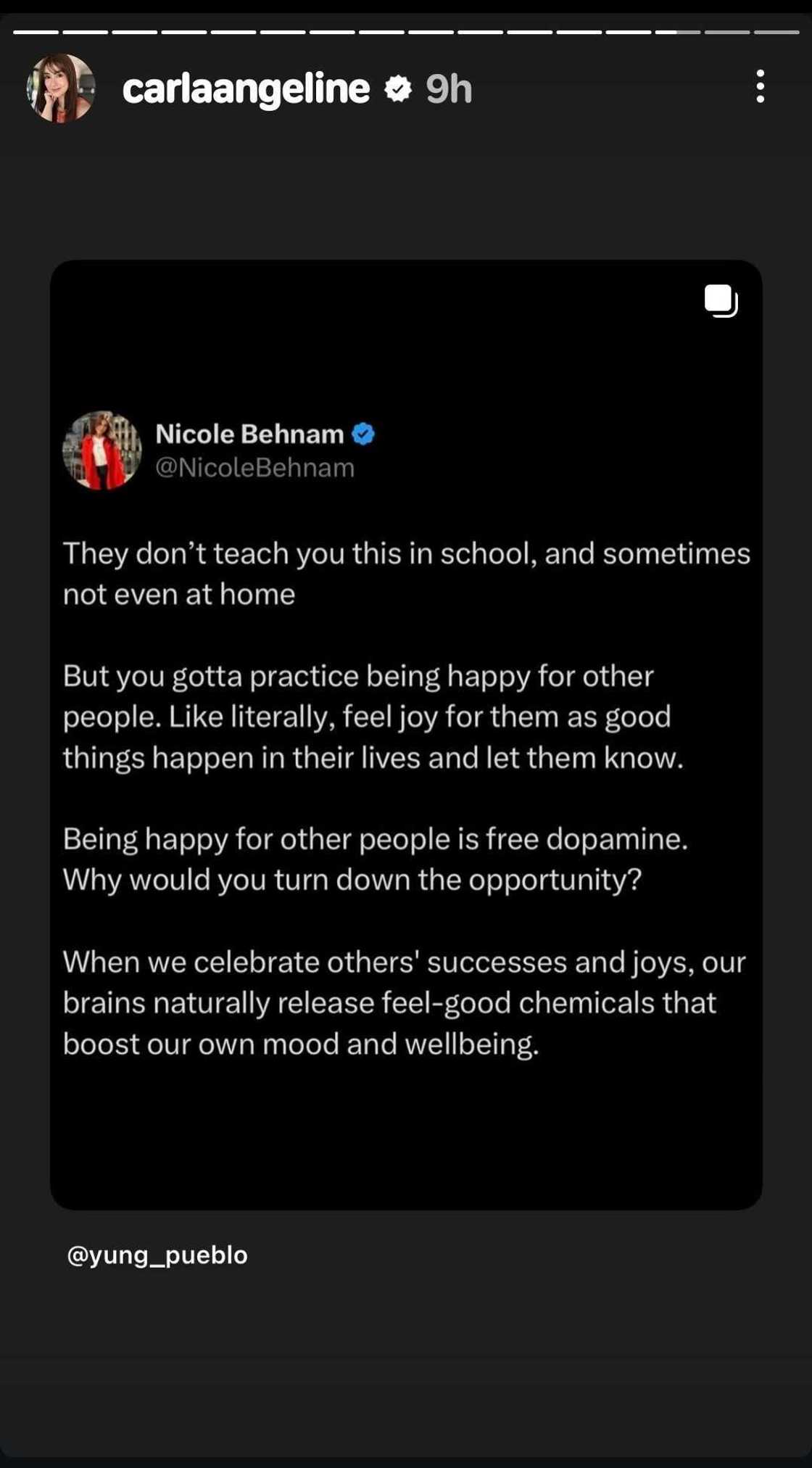 Carla Abellana reshares post about being happy for other people Carla Abellana reshares post about being happy for other people