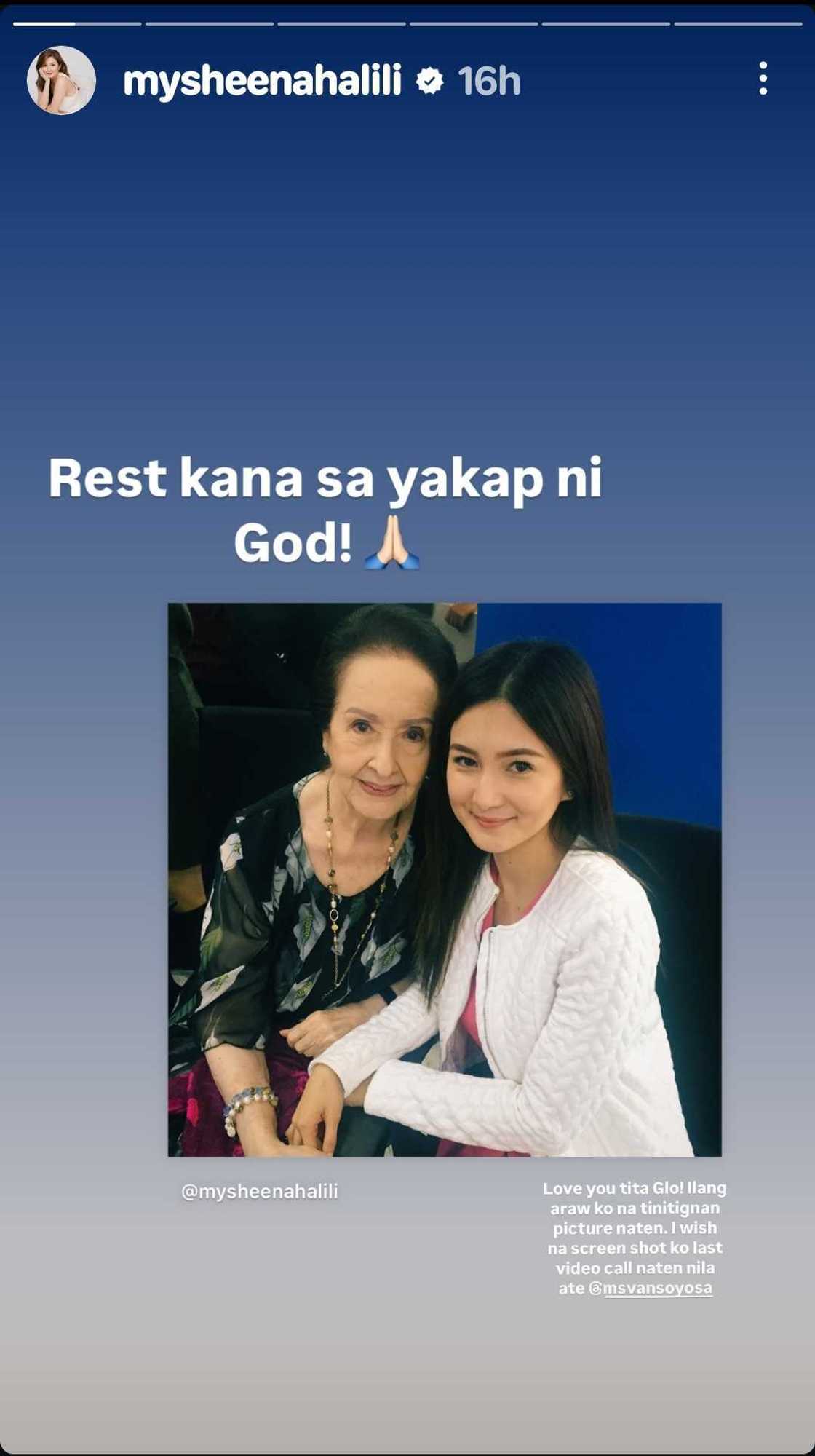 Sheena Halili, may nakakaantig na mensahe para kay Gloria Romero