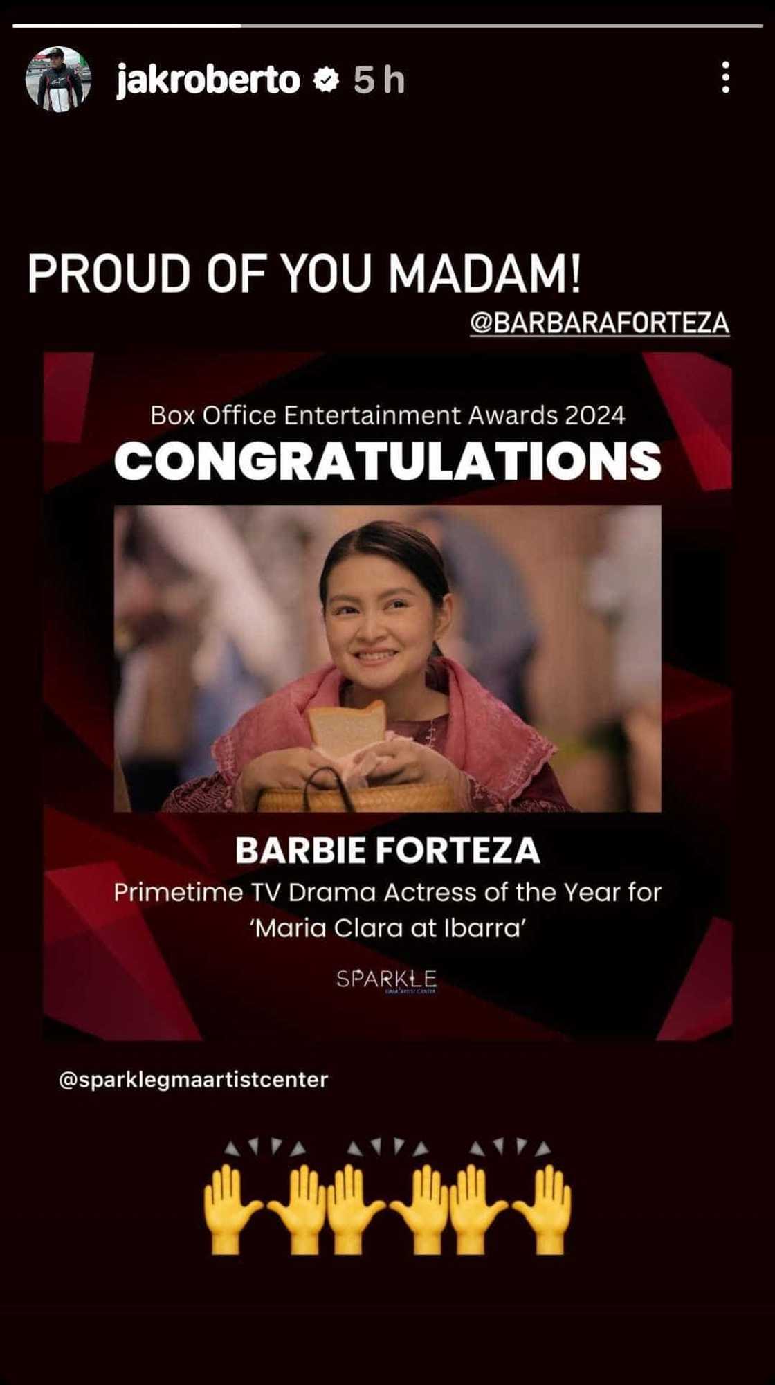 Jak Roberto, proud kay Barbie Forteza na may panibagong award; Barbie, sweet na nag-reply Jak Roberto, proud kay Barbie Forteza na may panibagong award; Barbie, sweet na nag-reply