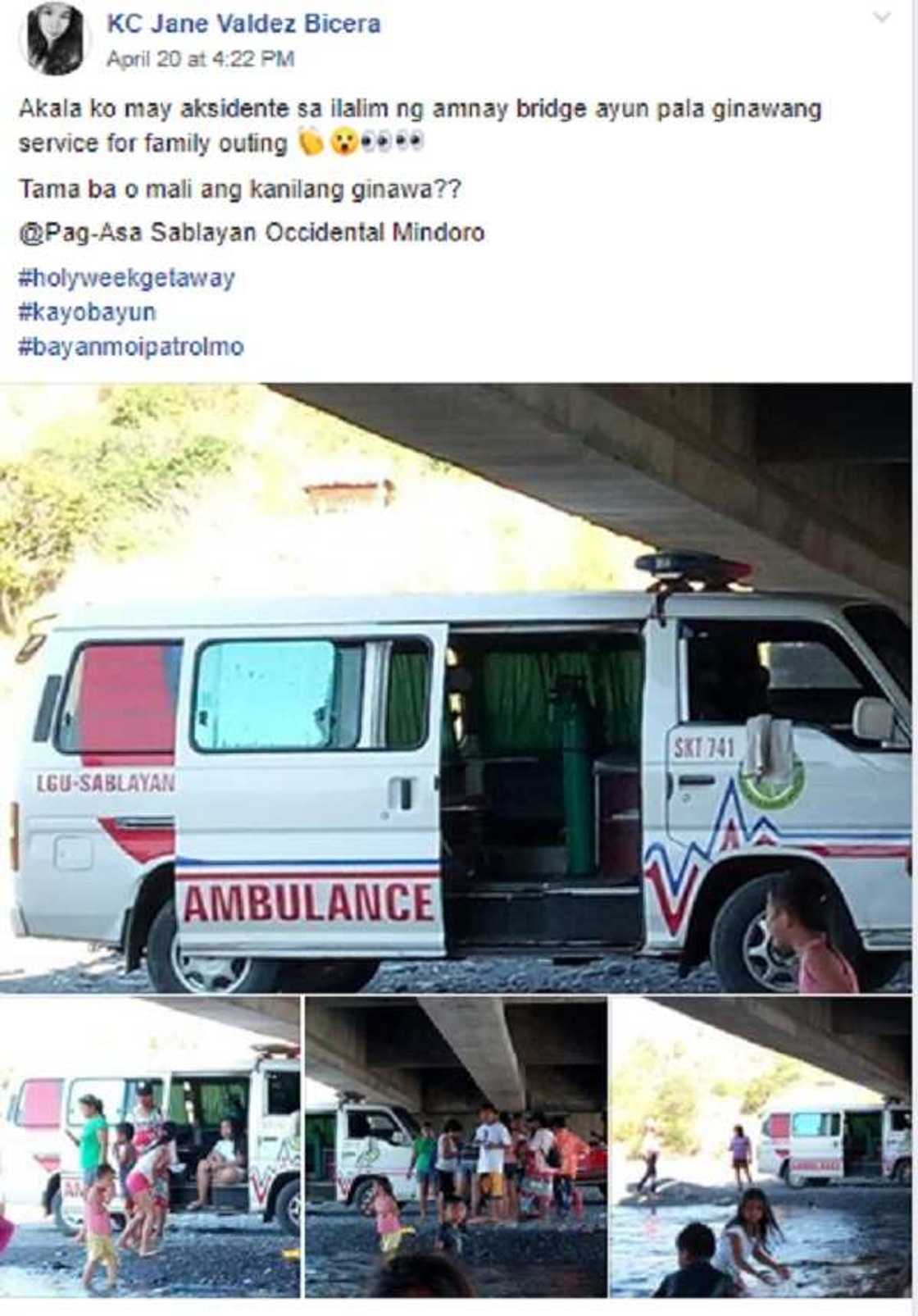 Netizen shares photos of ambulance allegedly used for Holy Week outing Netizen shares photos of ambulance allegedly used for Holy Week outing