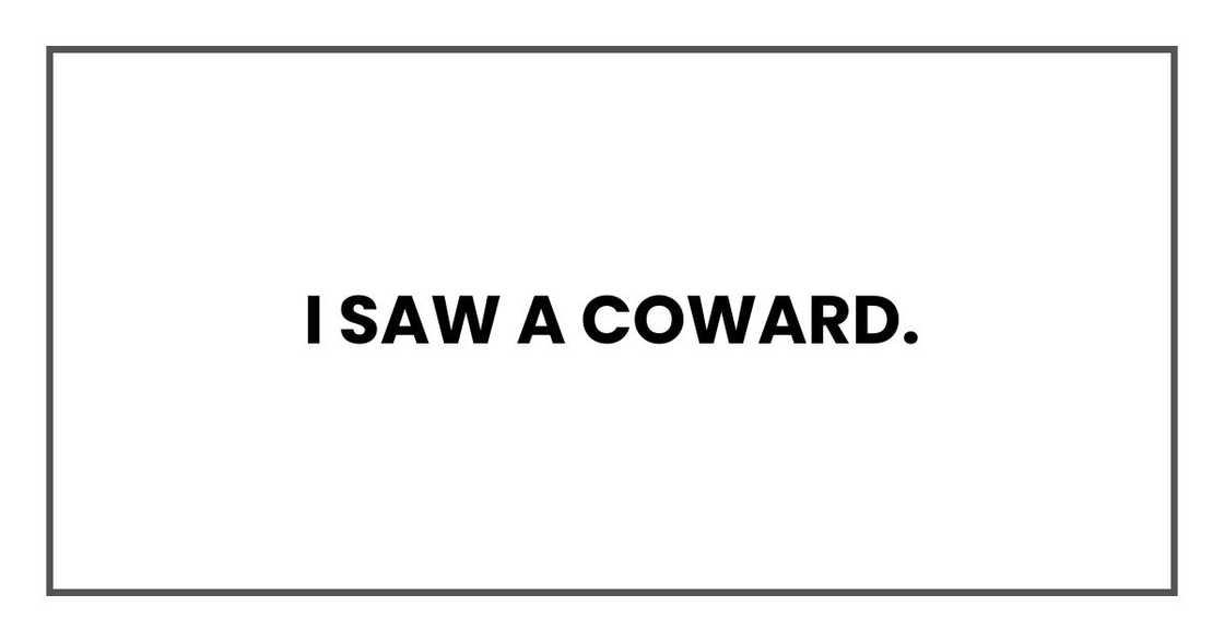 I saw a coward. I saw a coward.