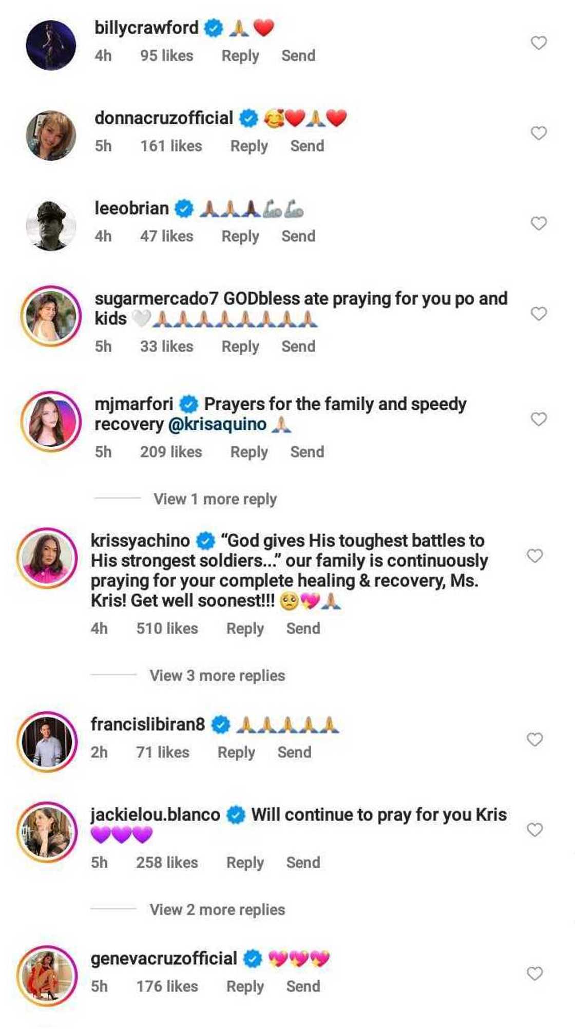 Celebrities, nag-react sa bagong post ni Kris Aquino ukol sa kanyang health: "Praying for you”