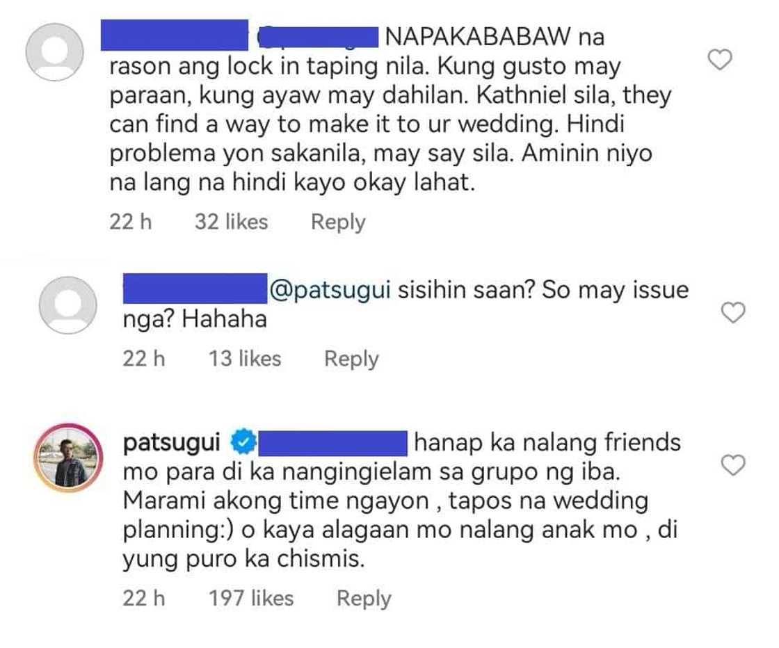 Pat Sugui, nilinaw ang dahilan kung bakit wala sila Daniel Padilla at Kathryn Bernardo sa kasal niya Pat Sugui, nilinaw ang dahilan kung bakit wala sila Daniel Padilla at Kathryn Bernardo sa kasal niya