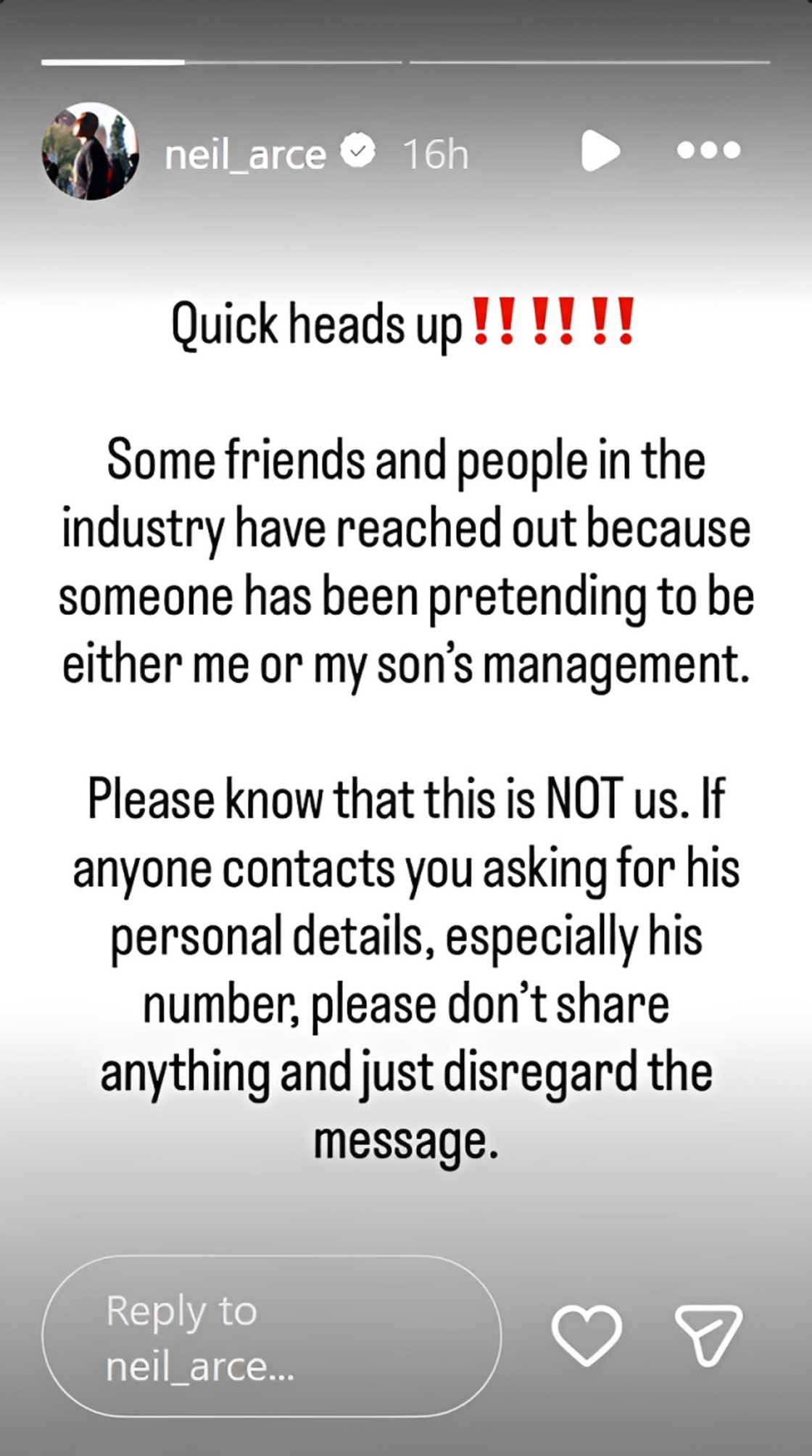 Neil Arce, nagbabala matapos may magpanggap bilang siya at management ni Joaquin Neil Arce, nagbabala matapos may magpanggap bilang siya at management ni Joaquin