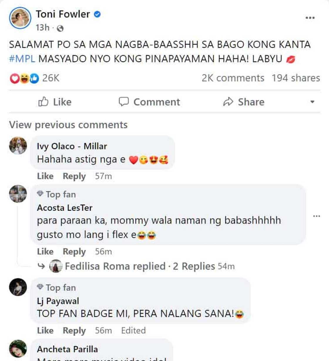 Toni Fowler, nagpasalamat sa bashers ng bago niyang kantang “MPL”, pinapayaman umano siya: “Labyu”