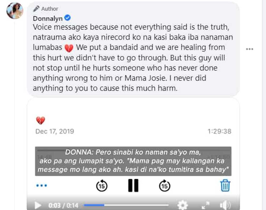 Donnalyn Bartolome, inilabas ang recording ng pag-uusap nila ni Mama Josie nya Donnalyn Bartolome, inilabas ang recording ng pag-uusap nila ni Mama Josie nya
