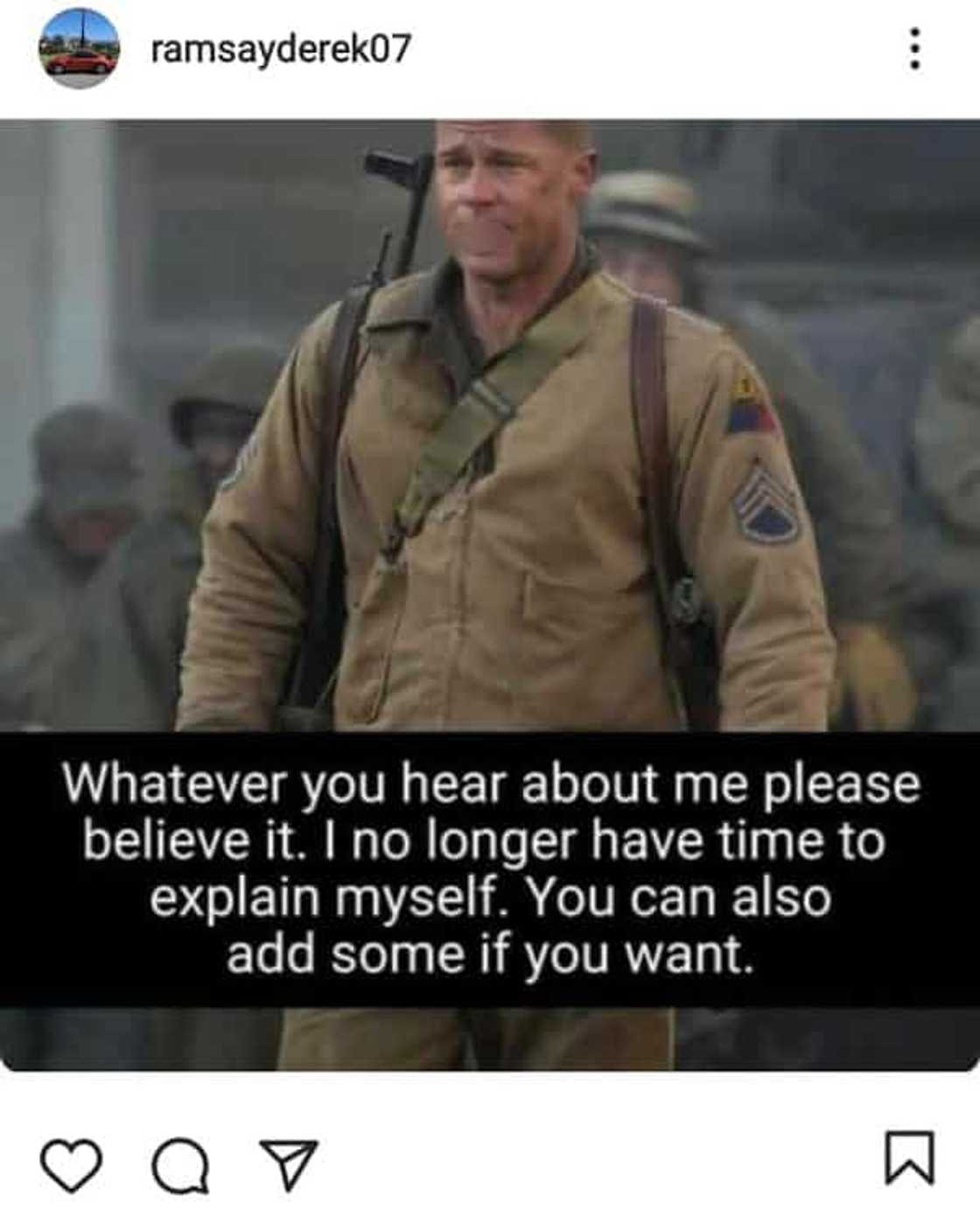 Derek Ramsay posts cryptic message, used Brad Pitt's photo to deliver his point Derek Ramsay posts cryptic message, used Brad Pitt's photo to deliver his point