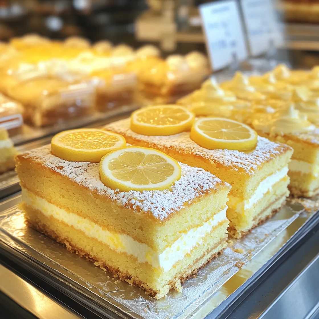 Slices of lemon cake in a bakery Slices of lemon cake in a bakery