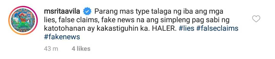 Rita Avila has heated argument with netizens after calling out person who claims to be her 'BFF' Rita Avila has heated argument with netizens after calling out person who claims to be her 'BFF'