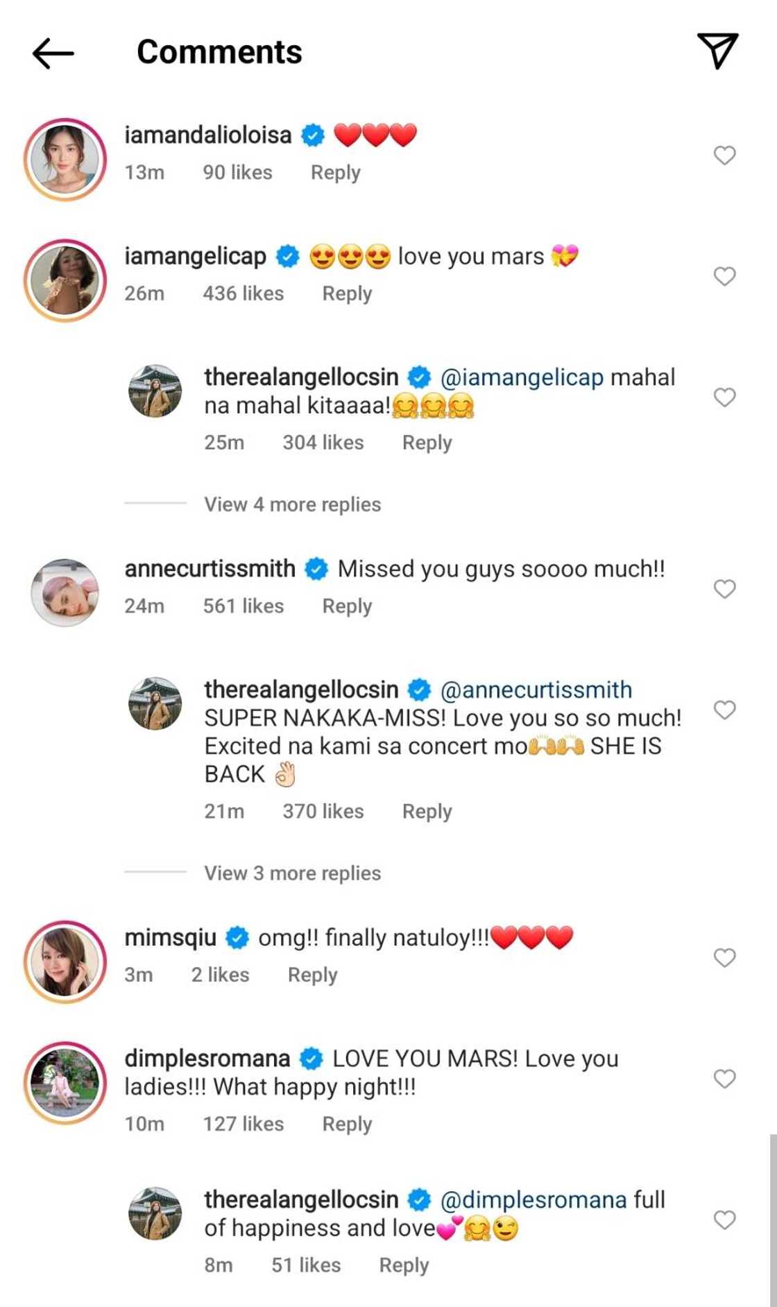 Bea Alonzo reunites with Angel Locsin, Anne Curtis, and Angelica Panganiban Bea Alonzo reunites with Angel Locsin, Anne Curtis, and Angelica Panganiban