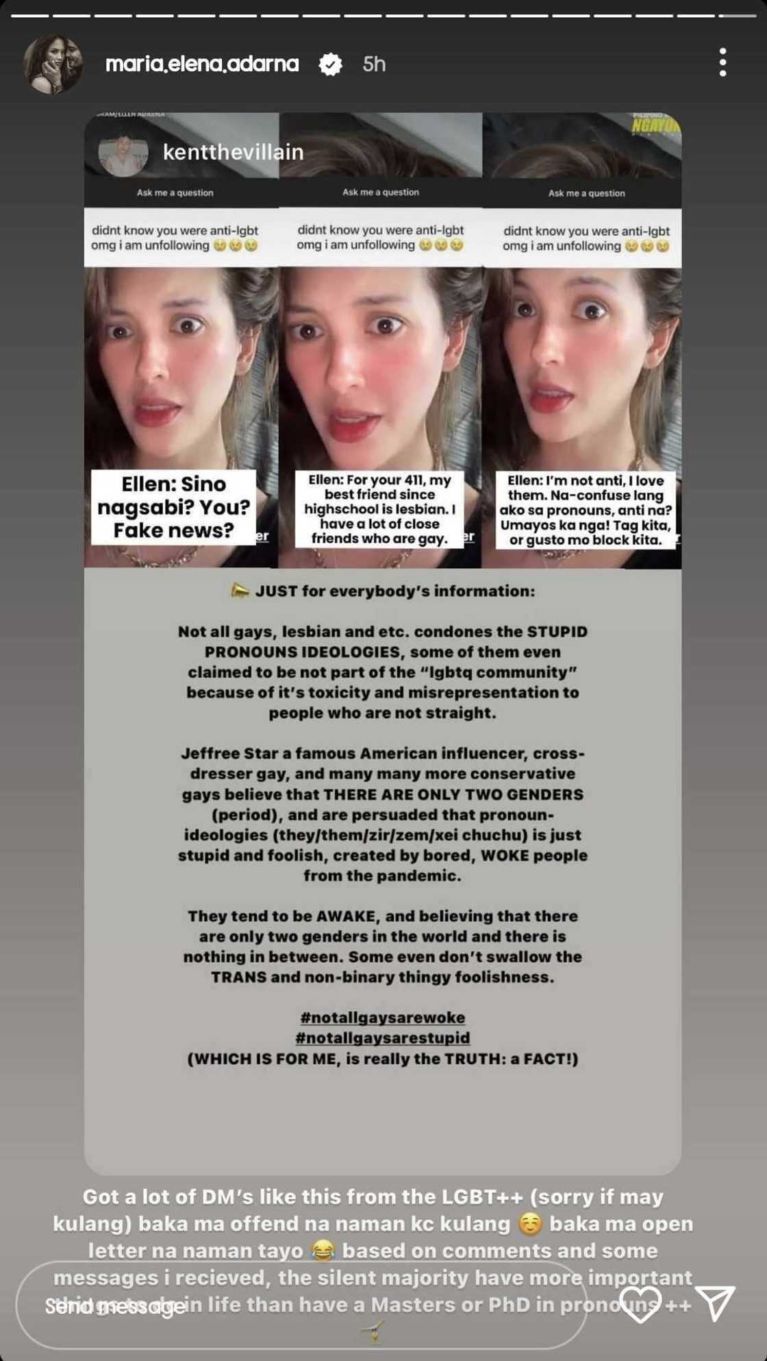 Ellen Adarna on her viral 'gender pronouns' comment: "Baka ma-open letter na naman tayo" Ellen Adarna on her viral 'gender pronouns' comment: "Baka ma-open letter na naman tayo"